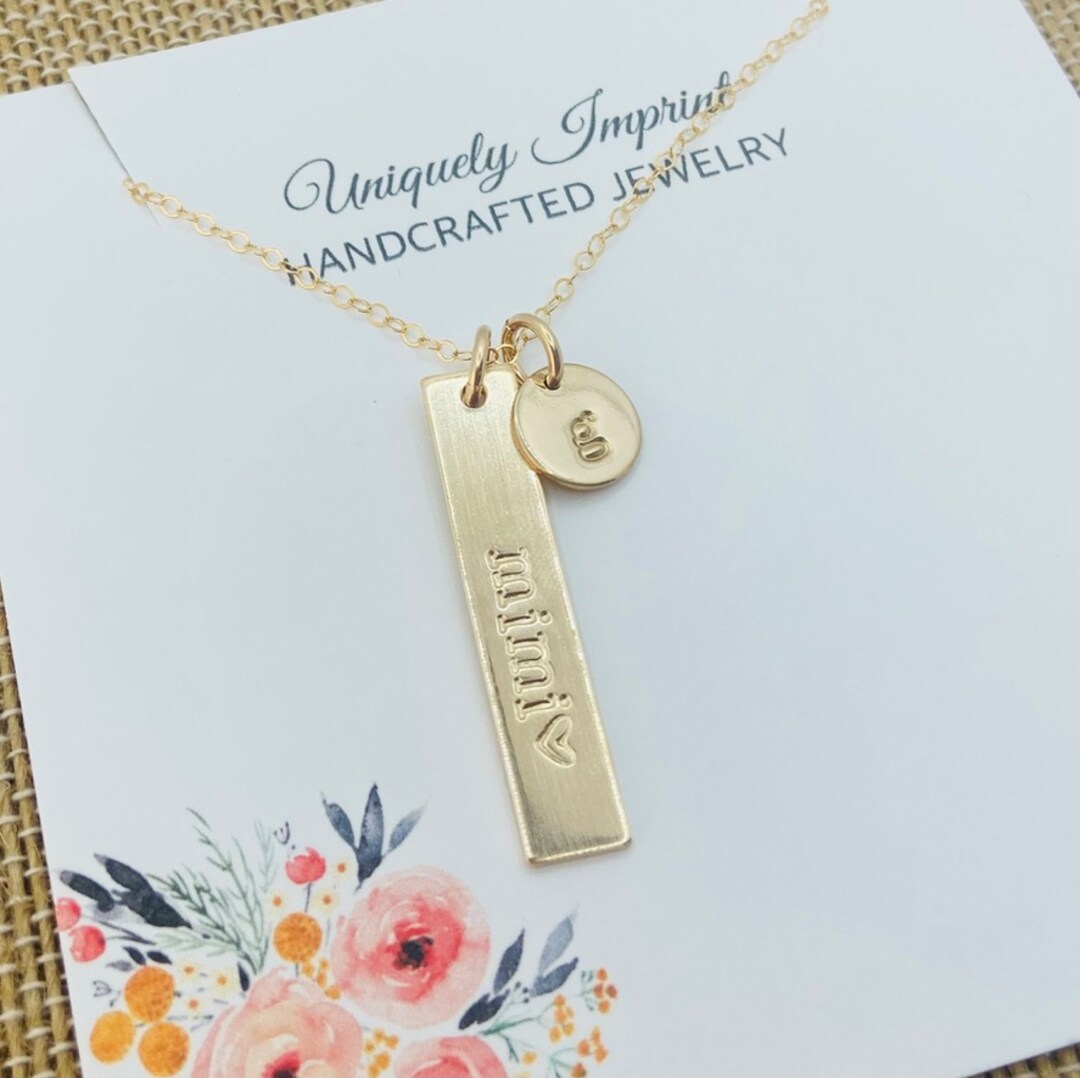 Initial Necklace 14k Gold Grandmother Necklace Grandma Necklace